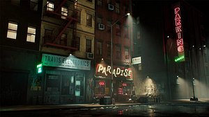 3D 1970s New York City Alley model