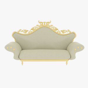 3D model Victorian Couch White