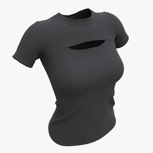 3D model Blouse top for women black Mockup