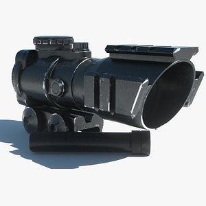 3D Weapon Set Collimator Scope and Silencer HP model