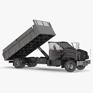 Chevrolet Kodiak C6500 Open-Bed Transport Truck Black-Gray Rigged for Maya