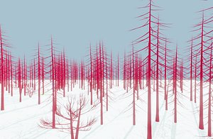 Forest Landscape with 3 types of trees 3D model