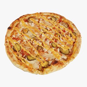 3D Pizza with sturgeon cucumber and cheese sauce model