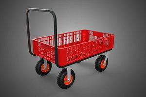 PUSH HAND CART HANDLE CRATE NET BASKET WAGON TROLLEY POLY TRAY 4 3D model