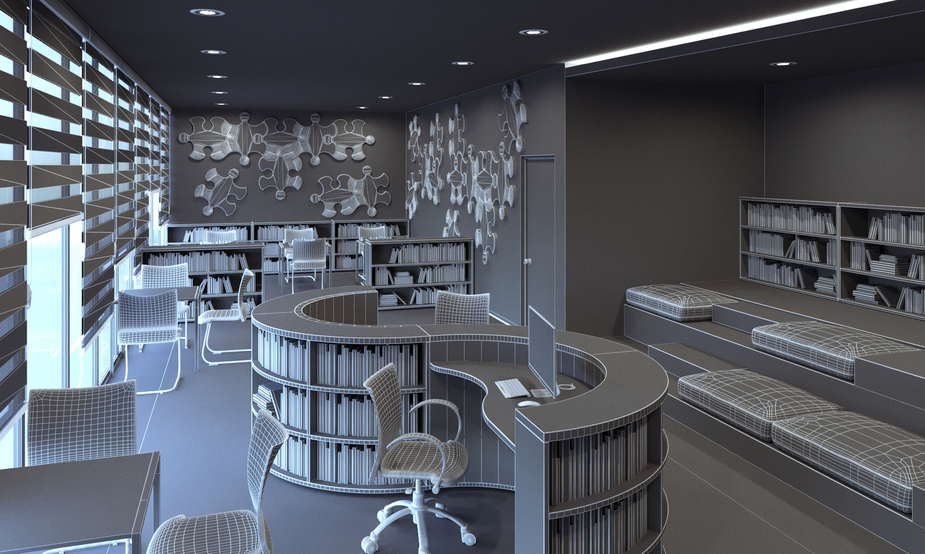 Innenarchitektur der Schulbibliothek 3D-Modell - TurboSquid 1705998
