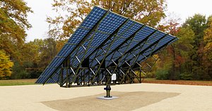 Solar Tracking Pole-3x6 Panel Layout-Single Table 3D model