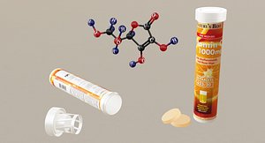 Vitamin C-Tablets-Molecular Model