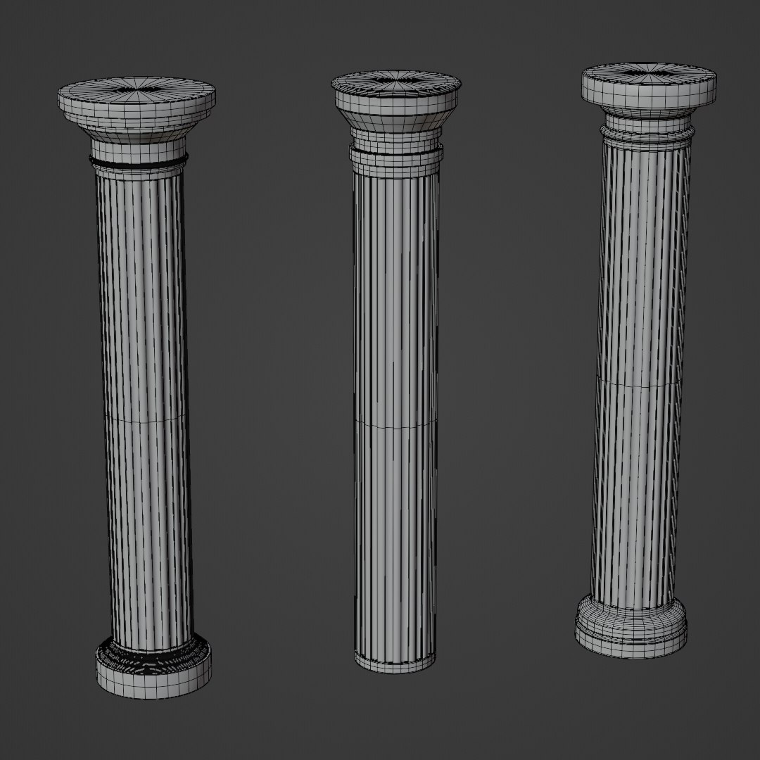 Greek and Roman Columns 3D https://p.turbosquid.com/ts-thumb/F0/NtXW7d/Fc/allcolumnswireframe0/png/1789412130/1920x1080/fit_q87/28736c2a72f6045f7d5be66d0e19827ae71f92cf/allcolumnswireframe0.jpg