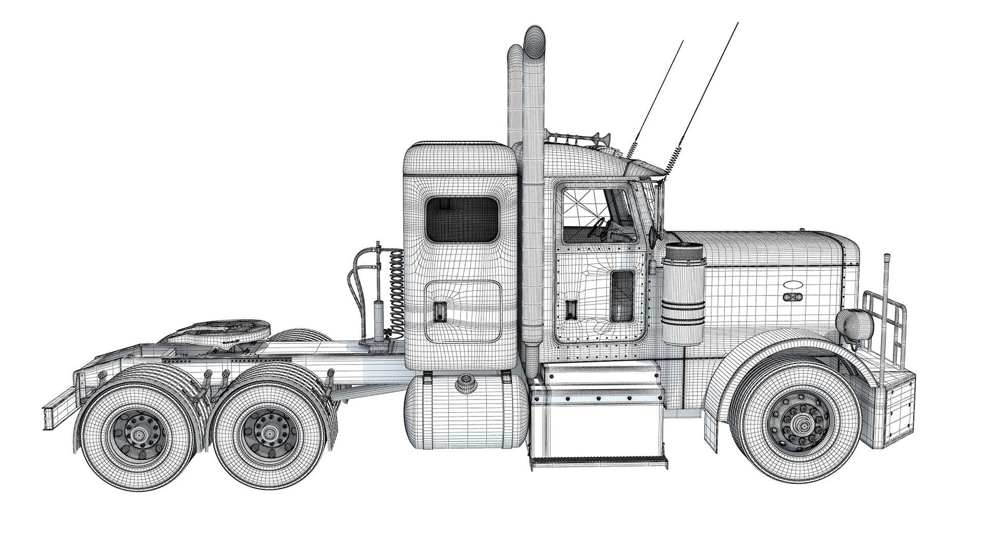 3D Generic Semi Truck Sleeper Cab Model TurboSquid 2271022