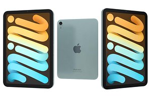 Apple iPad Mini 2024 Blue Low Poly 3D model