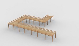 3D wooden Jetty 02 3D model