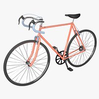 Low poly bicycle orange color 3D Model StemCell certified UV 4K PBR Textures