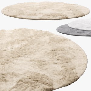 Benuta Dave Round Fur Rug 3 colors 3D model