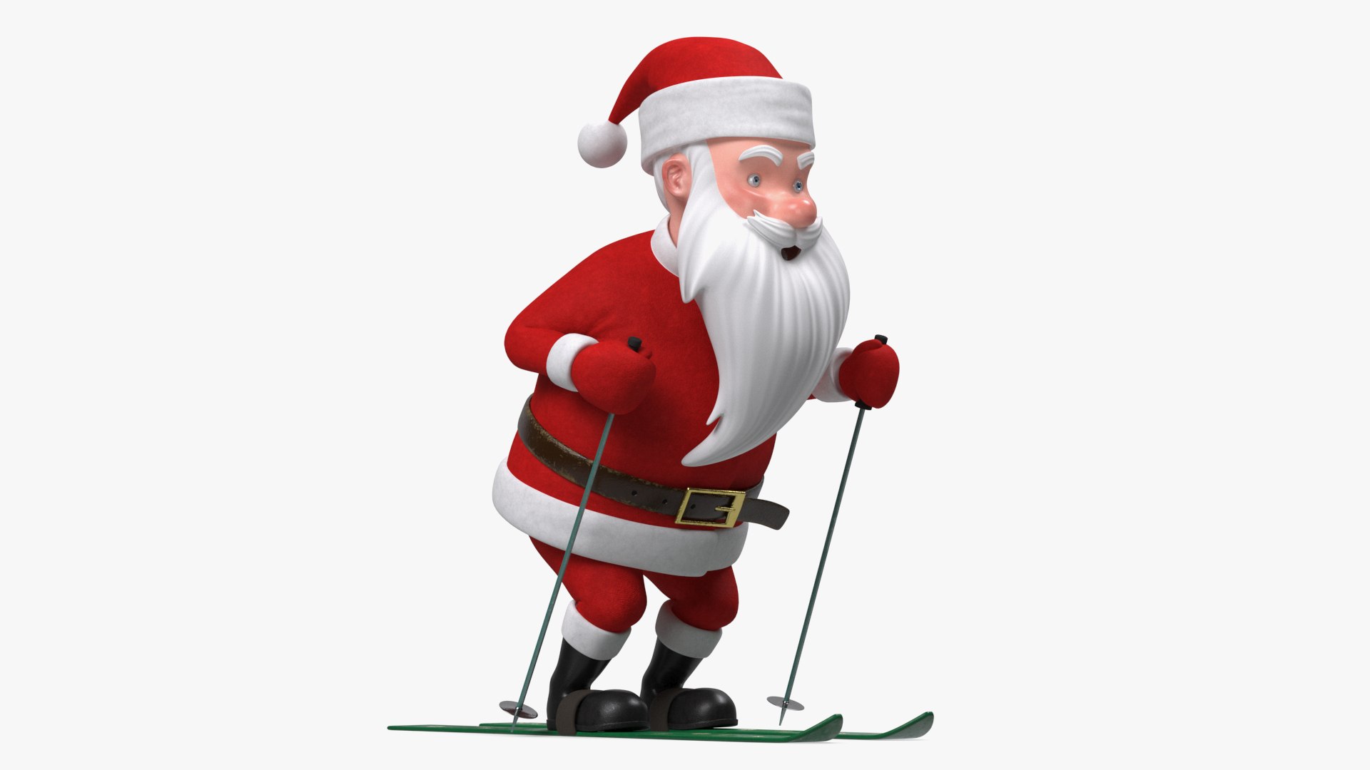 Skiing Santa Claus Cartoon Character 3D model preview
