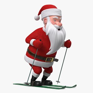 3D Skiing Santa Claus Cartoon Character model