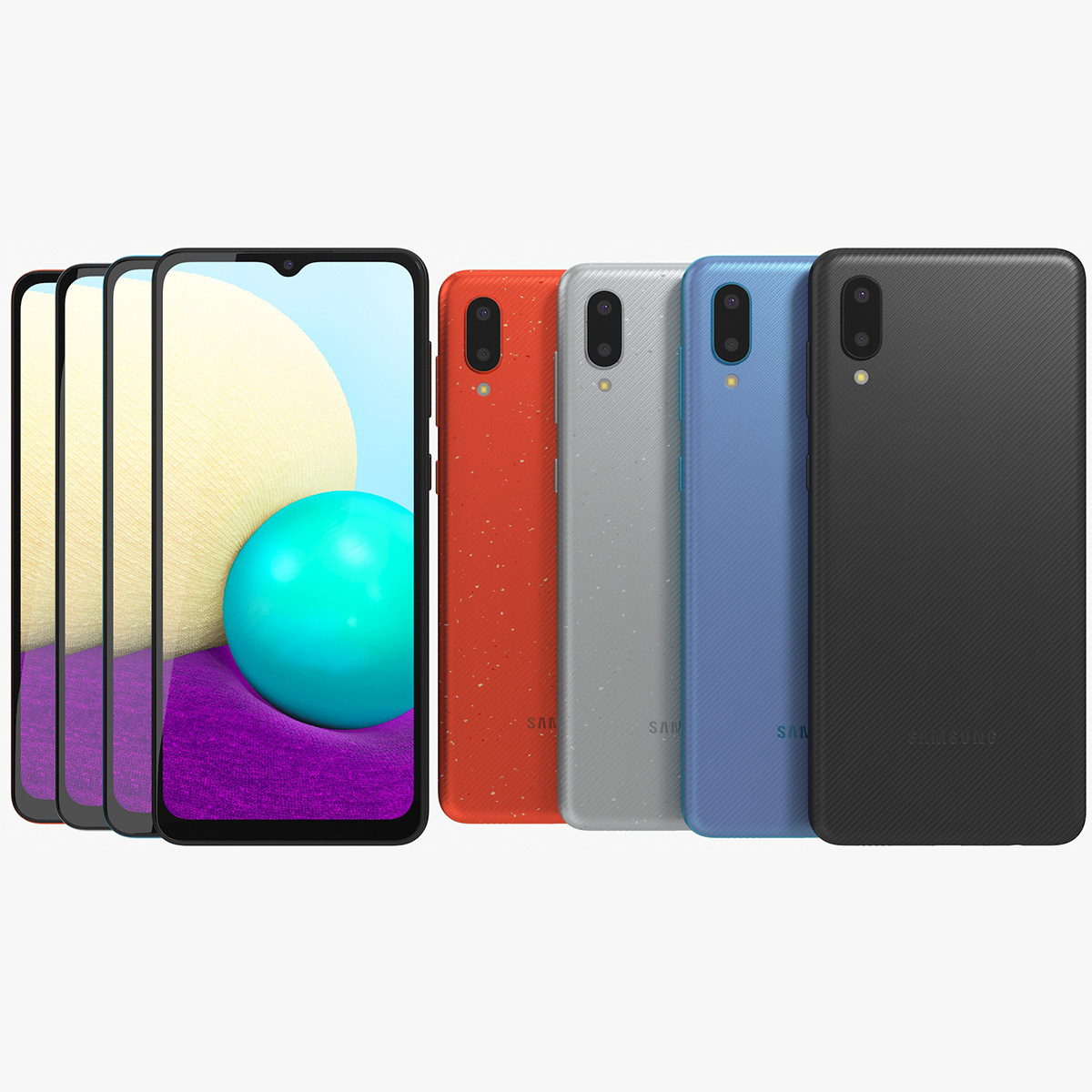 samsung galaxy a02-m02 all colors3d模型