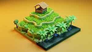 Terasiring Subak Lowpoly 3D model