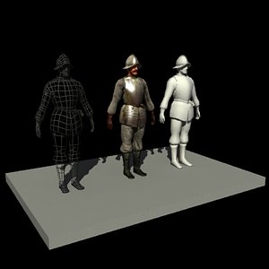 medieval pikeman armor 3d 3ds