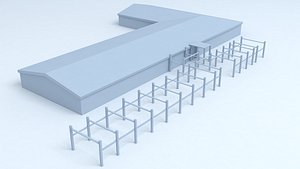 3D factory industrial building model