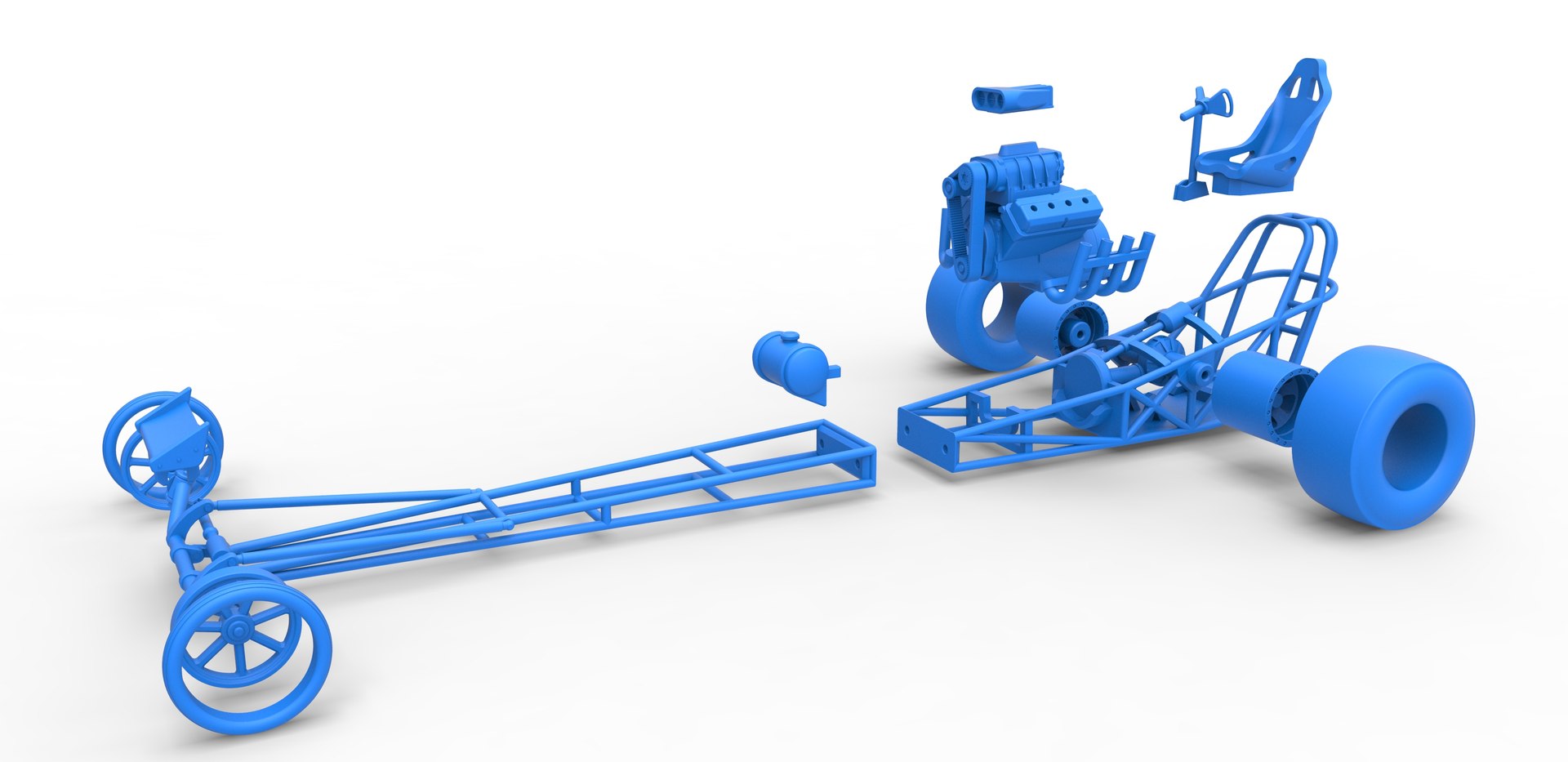 3D Diecast Front Engine Dragster With V8 Scale 1 To 25 - TurboSquid 2003419