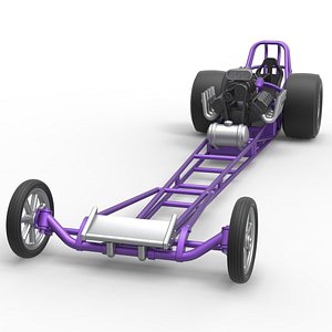 3D Diecast Front engine dragster with V8 Scale 1 to 25
