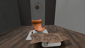 3D Scene Modern Minimalist Lounge Low-poly 3D model 3D