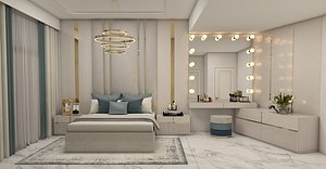 Modern Luxury Bedroom Scene 3D model