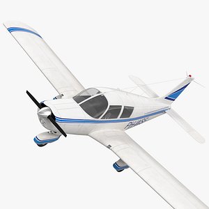 Civil Utility Aircraft Piper PA 28 Cherokee Rigged 3D Model