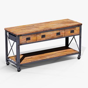 3D Metal And Wood Workbench model