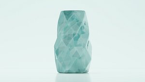 Faceted Aqua Modern Vase