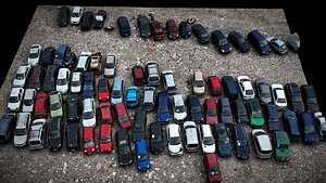 cars abandoned wrecks parking junkyard part1 drone scan 3D