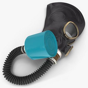 Black Rubber Gas Mask with Hose Rigged