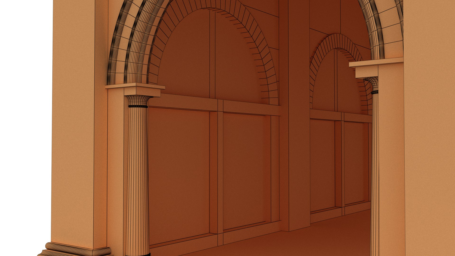 3D Building Front - 3 Arch Sections 008 Model - TurboSquid 2029748