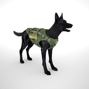 Belgian Malinois Black -Ballistic Vest Low Poly
