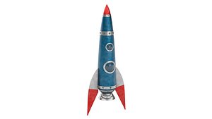 blue metal rocket model