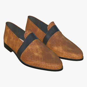Yellow Leather Shoes Realistic Weave 3D model