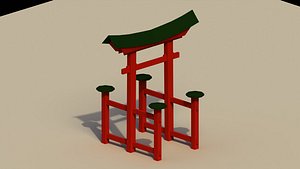 3D model Low Poly Japanese Torii 2