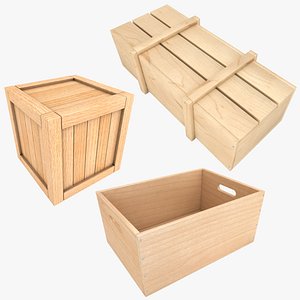 realistic wooden box 3D model