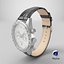 Chronometer Wrist Watch Black Leather Bracelet White Dial