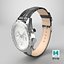 Chronometer Wrist Watch Black Leather Bracelet White Dial