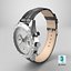 Chronometer Wrist Watch Black Leather Bracelet White Dial
