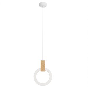 White and Wood Vulcan Modern Pendant 3D model
