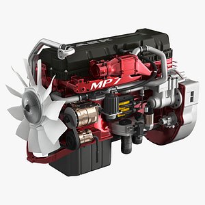 3D mack semi truck engine