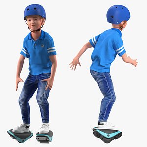 Teenage Boy on Electric Drift Roller Skates Rigged for Cinema 4D model