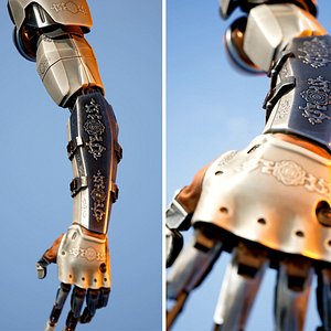 Mechanical Arm Robot Hand with Cables and Carvings 3D model