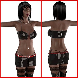 3ds max ebony female bikini