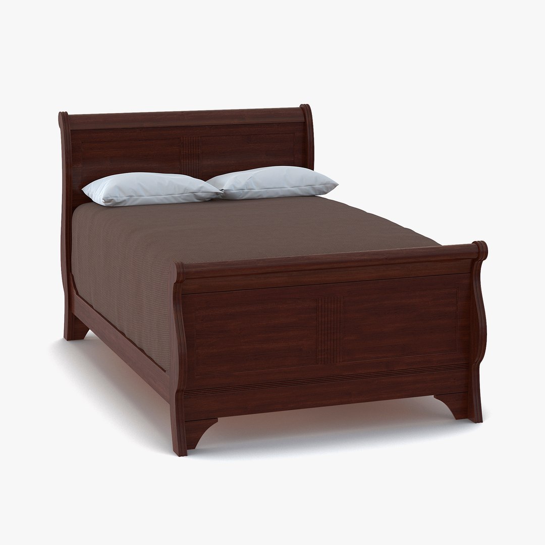 Mahogany Bed 3 3D Model 3D model preview