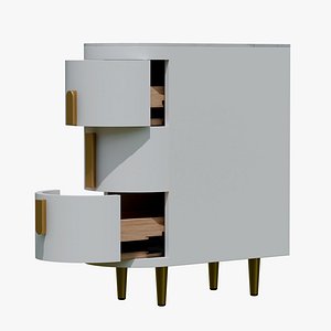 3D Drawer Cabinet with Brass Handles model