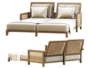 3D Karen wooden double chaise lounge by Bpoint
