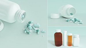 Medication Pills, Capsules, Bottles and Containers